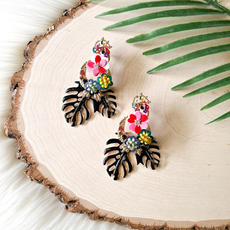Caribbean Palm Leaf Earrings - The Songbird Collection 