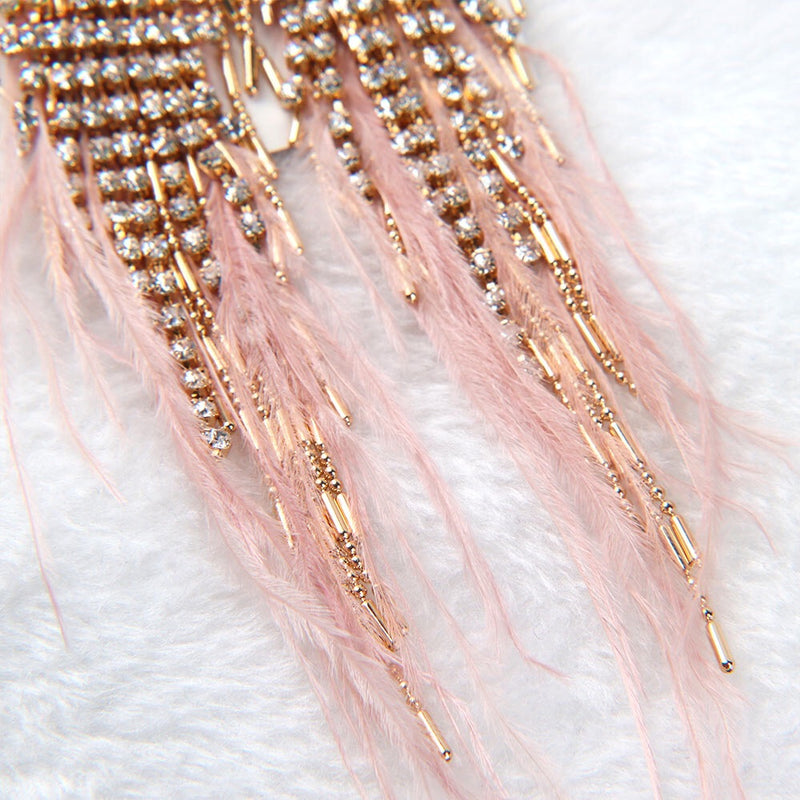 Lavish Feather & Rhinestone Earrings - LOW STOCK! - The Songbird Collection 