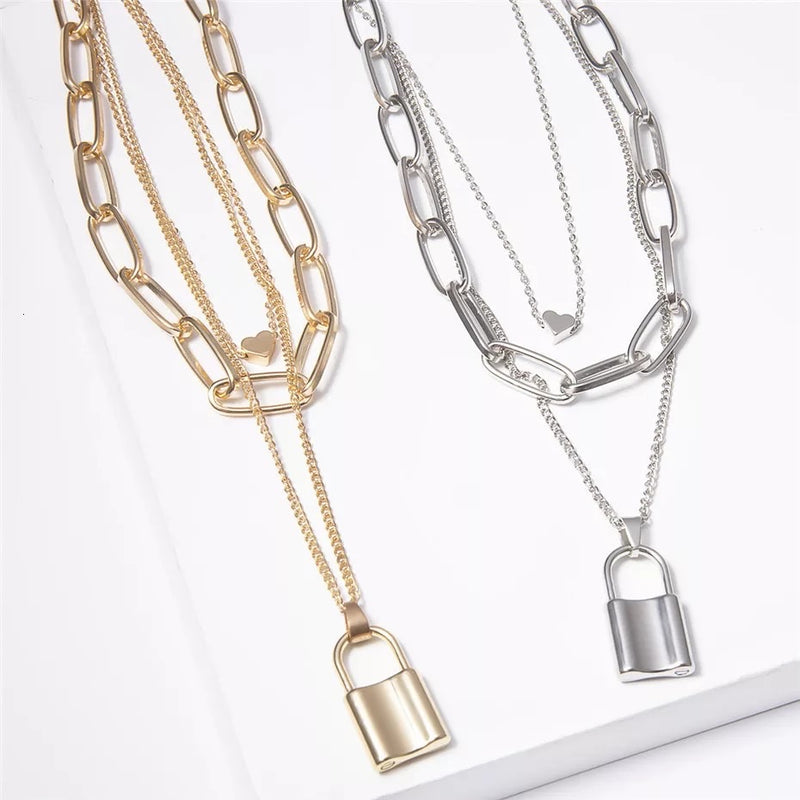 LAYERED SILVER LOCK NECKLACE – HDLA Inc.