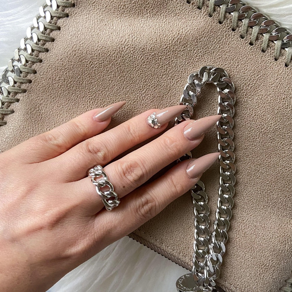Chévere Chunky Chain Ring - 925 Sterling Silver-Rings-The Songbird Collection
