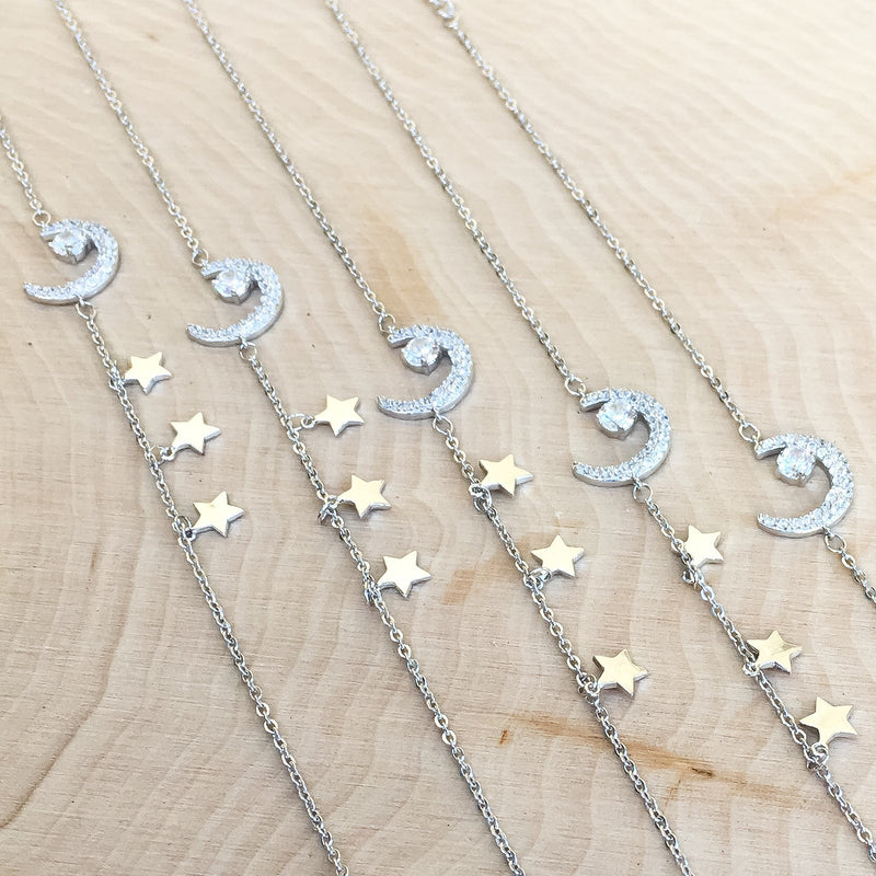 Moon and Stars Charm Bracelet - LOW STOCK! - The Songbird Collection 