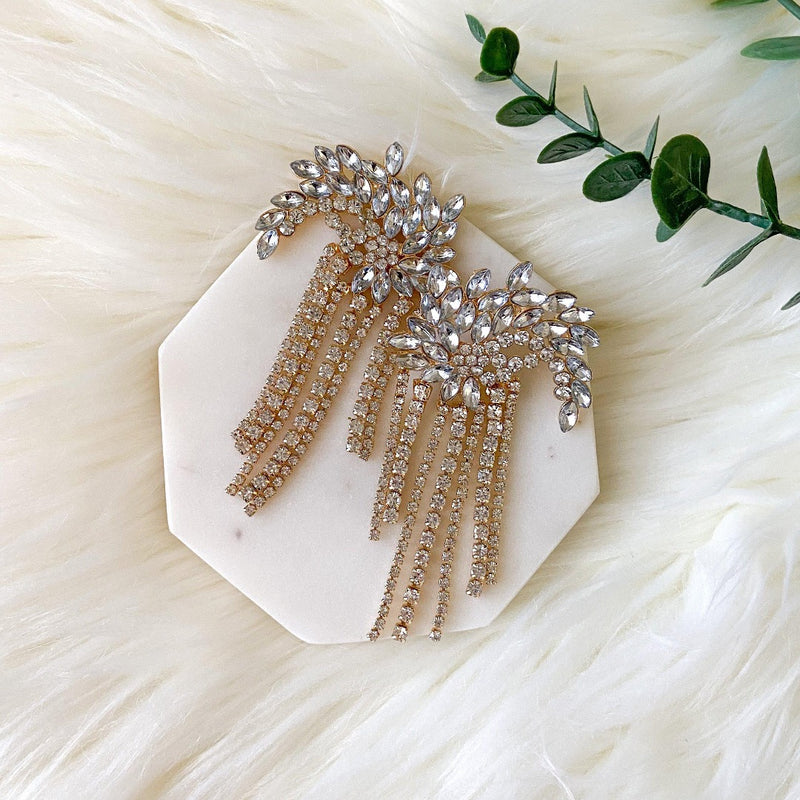 Fireworks Rhinestone Tassel Earrings - 2 Color Choices! - The Songbird Collection 