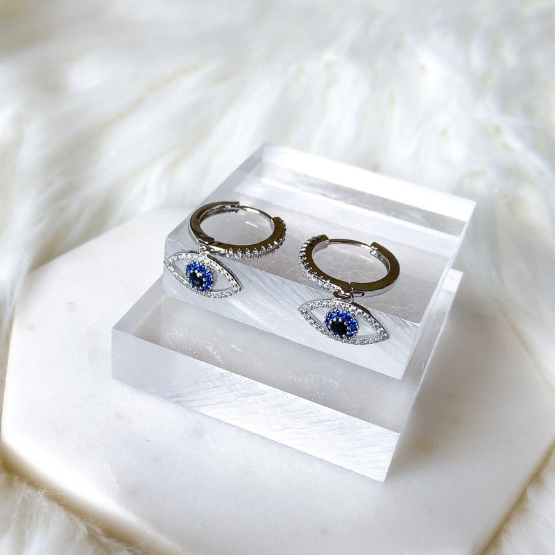 Blue Eye Huggies-Earrings-The Songbird Collection
