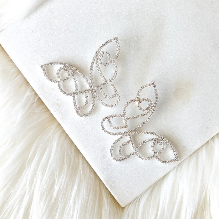 Rhinestone Butterfly Statement Earrings-Earrings-The Songbird Collection