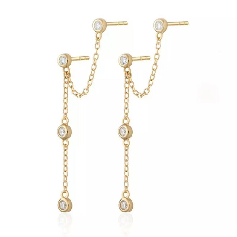 Adele Bezel Set Chain Link Earrings-Earrings-The Songbird Collection