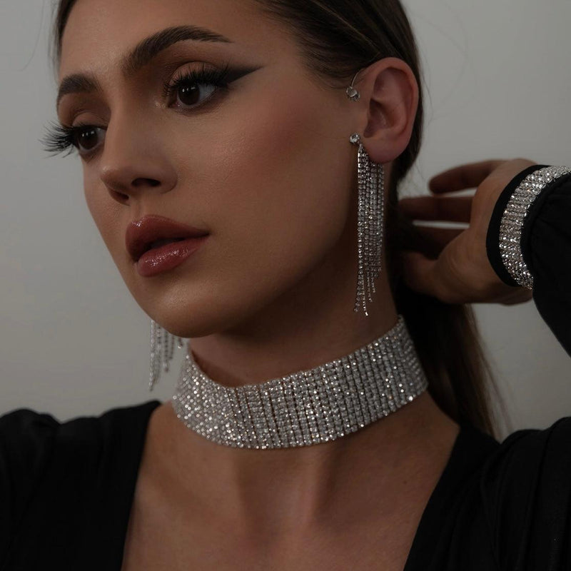 Reina Rhinestone Choker - 4 Sizes-Necklaces-The Songbird Collection