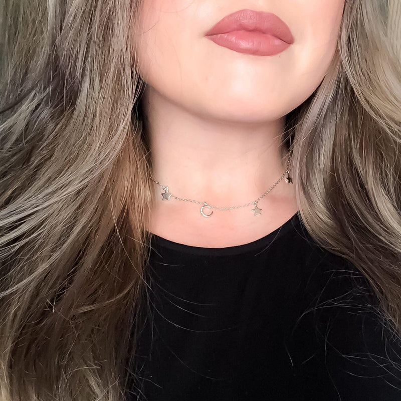 Lune et étoiles Sterling Silver Choker - RESTOCKED! - The Songbird Collection 