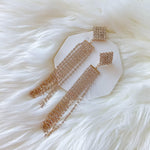 Square  Rhinestone Duster Earrings - The Songbird Collection 
