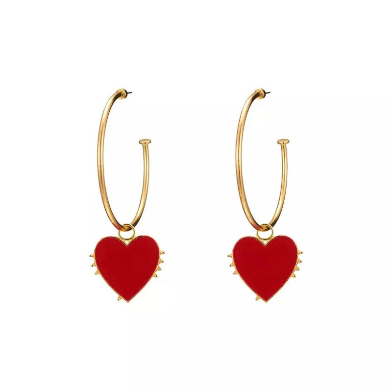 Red Heart Hoop Earrings - 2 Styles! - The Songbird Collection 