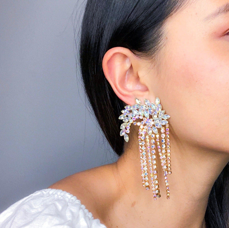 Fireworks Rhinestone Tassel Earrings - 2 Color Choices! - The Songbird Collection 