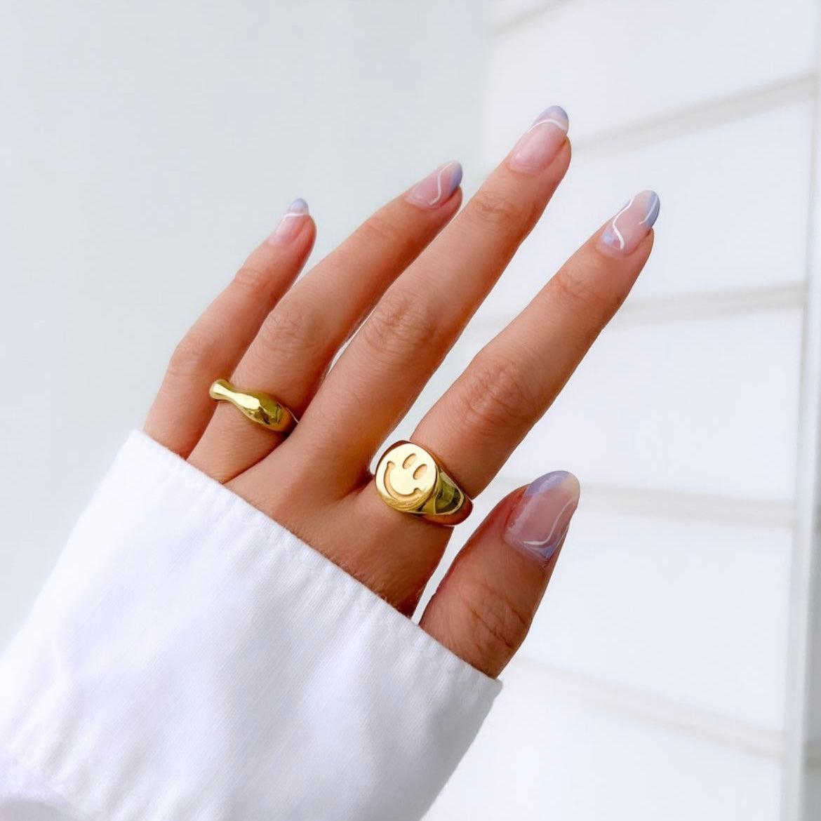 Be Happy Signet Ring-Rings-The Songbird Collection