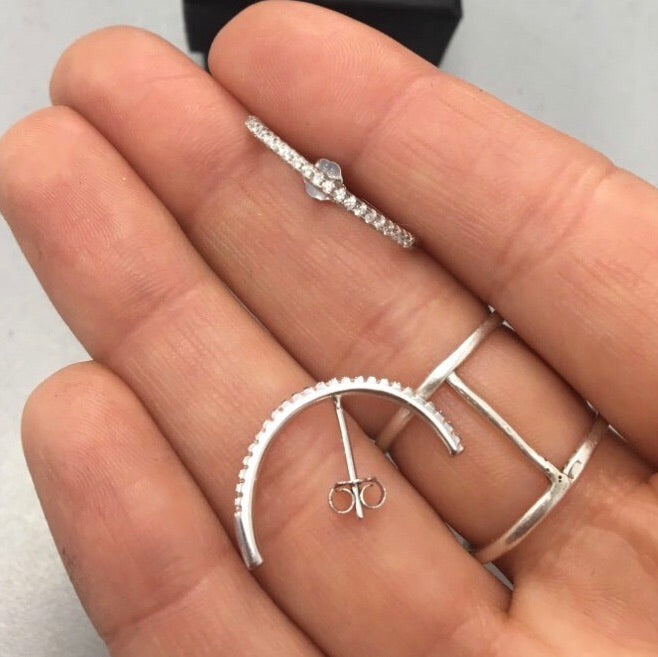 Layla Earlobe Hugger Earrings 925 Sterling Silver - The Songbird Collection 