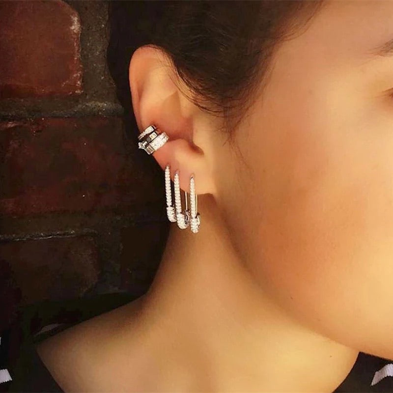 Glitz Safety Pin Earrings - As Seen on Celebrities! - The Songbird Collection 