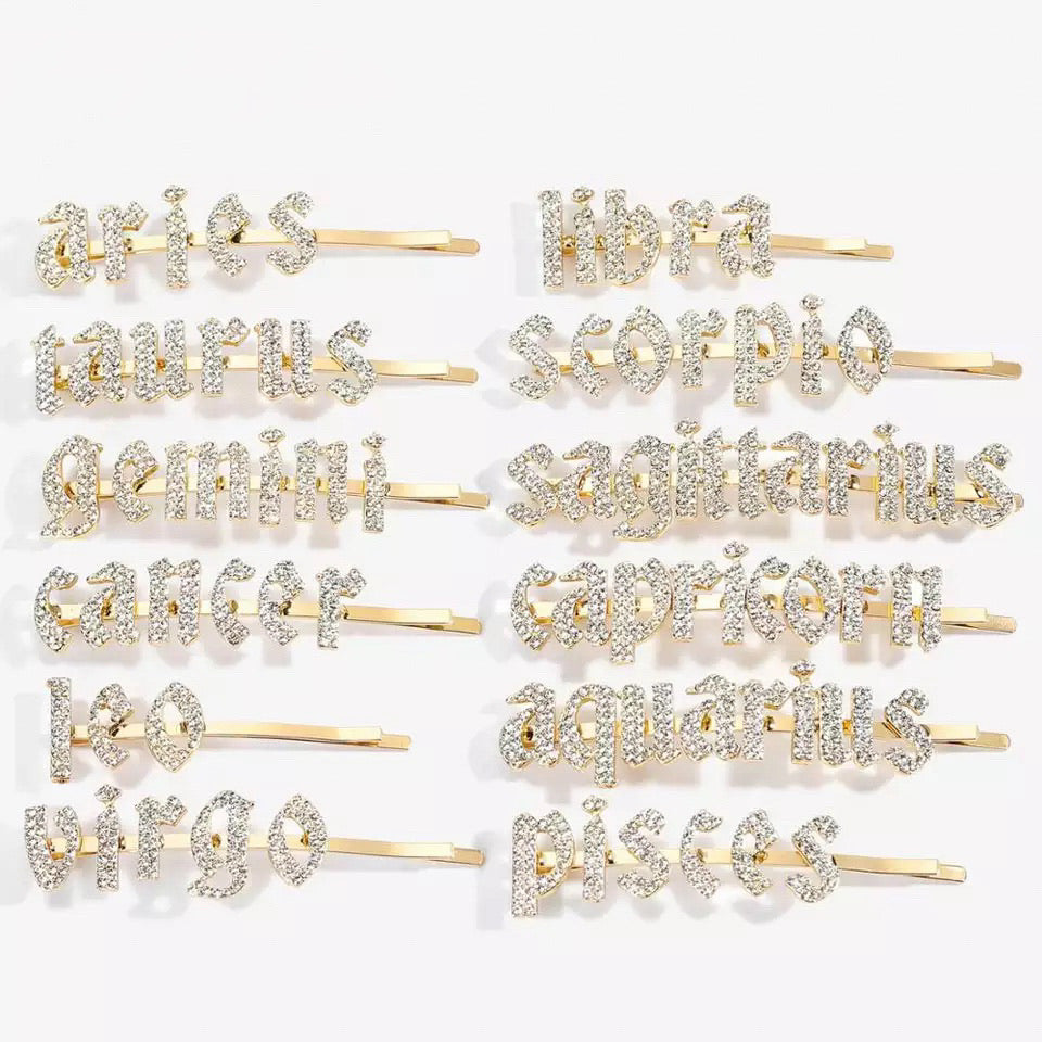 Zodiac Signs + Drippin Glam Savage Hotgirl Rhinestone Hair Pins - The Songbird Collection 