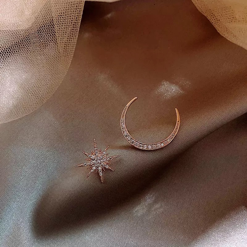 Twinkle Star & Moon Asymmetric Stud Earrings - Fan Fav! RESTOCKED!! - The Songbird Collection 