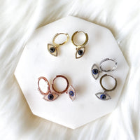 Blue Eye Huggies-Earrings-The Songbird Collection