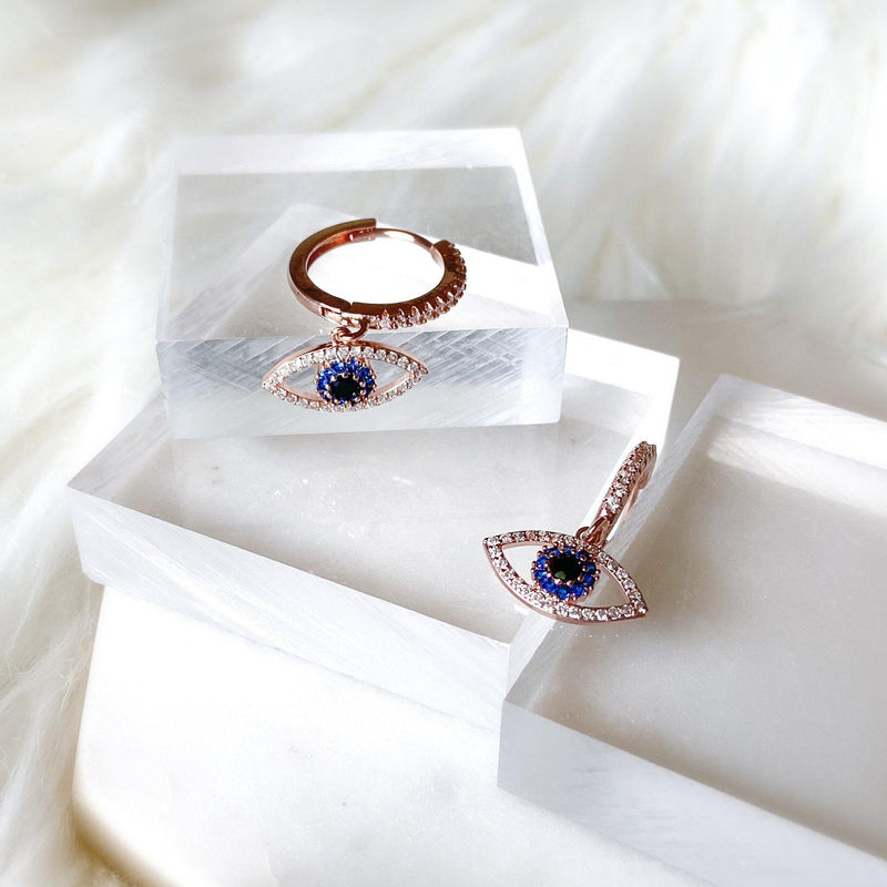 Blue Eye Huggies-Earrings-The Songbird Collection