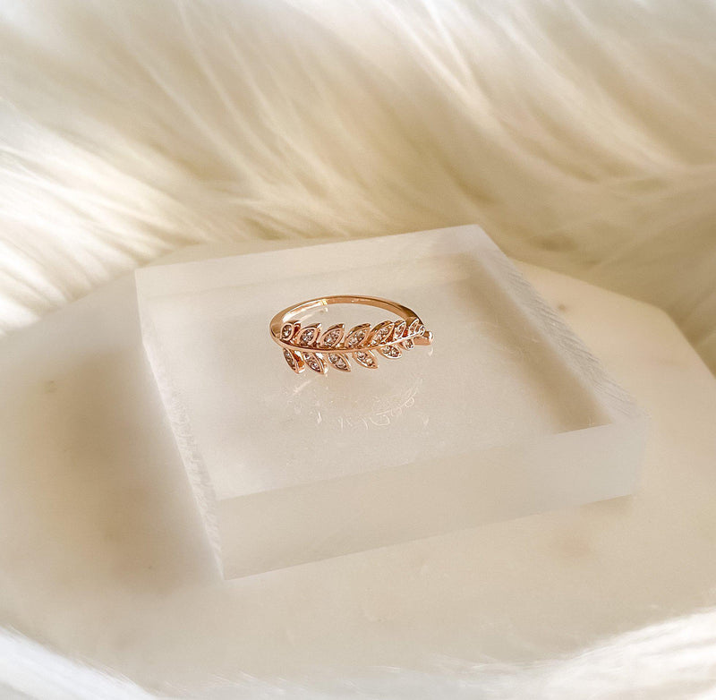 Bejeweled Vine Leaves Ring-Rings-The Songbird Collection