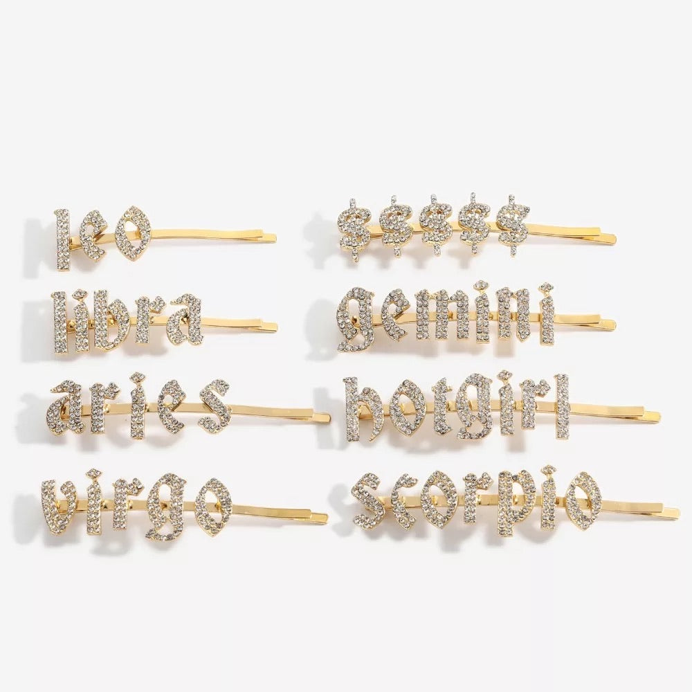 Zodiac Signs + Drippin Glam Savage Hotgirl Rhinestone Hair Pins - The Songbird Collection 