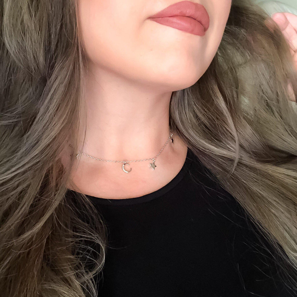 Lune et étoiles Sterling Silver Choker - RESTOCKED! - The Songbird Collection 