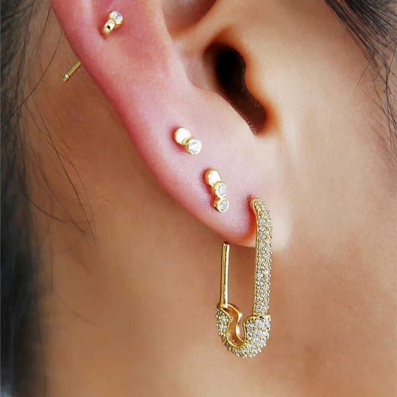 Glitz Safety Pin Earrings - As Seen on Celebrities! - The Songbird Collection 