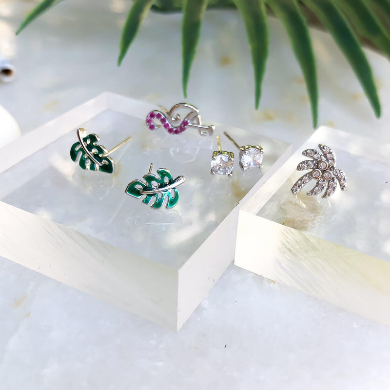 Paradise 6 Piece Earrings Set - 2 Styles with 925 Sterling Silver Needles - The Songbird Collection 