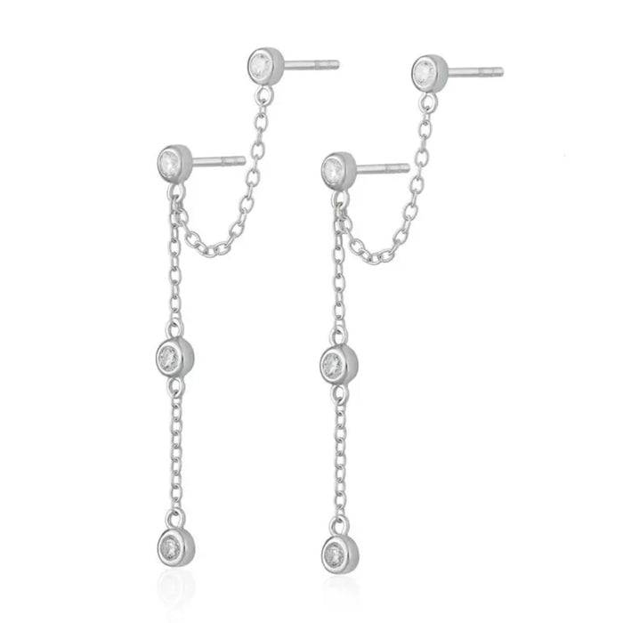 Adele Bezel Set Chain Link Earrings-Earrings-The Songbird Collection