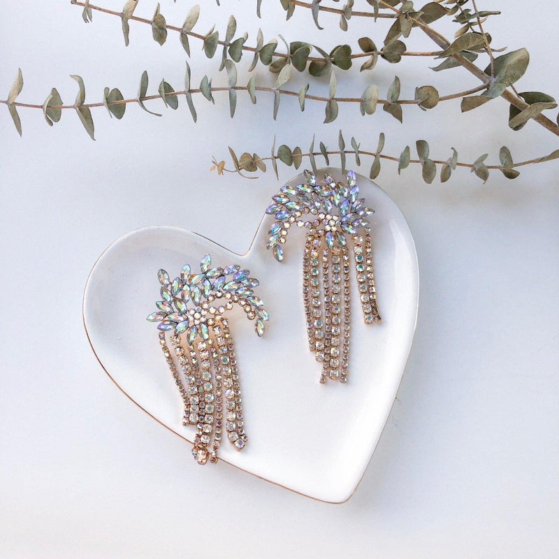 Fireworks Rhinestone Tassel Earrings - 2 Color Choices! - The Songbird Collection 