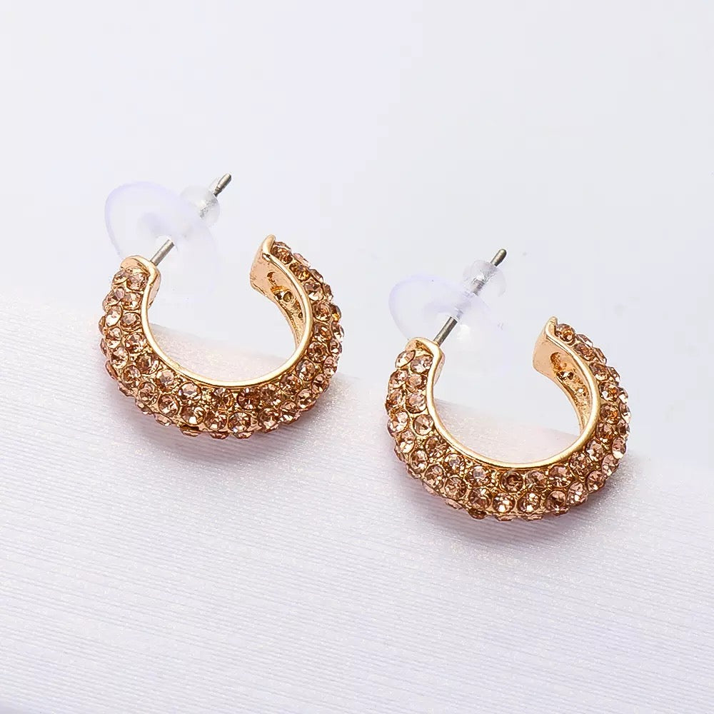 Stella Rhinestone Studded Hoop Earrings-Earrings-The Songbird Collection