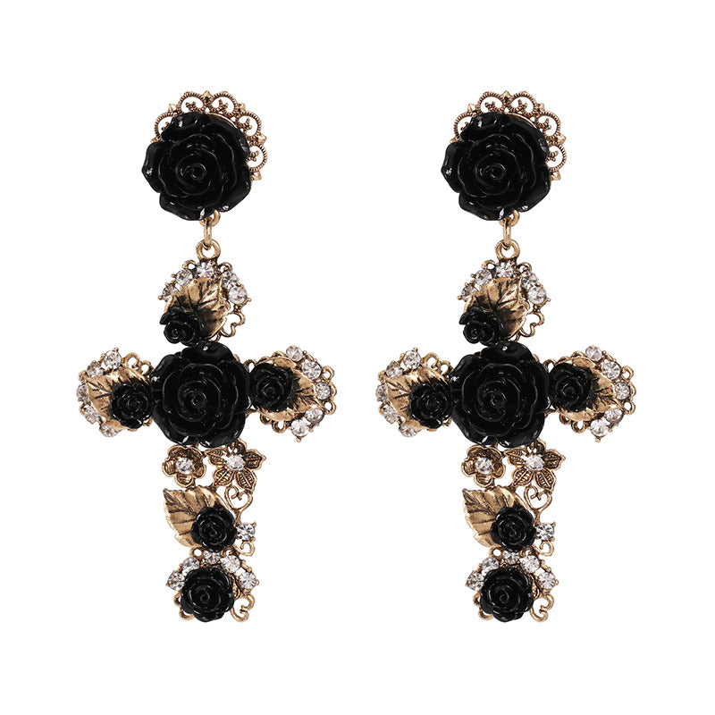 Cruz con Rosas Cross Earrings - LOW STOCK!! - The Songbird Collection 