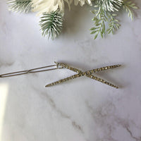 Check or X Rhinestone Hair Clips - Now in Gold and Silver! - The Songbird Collection 