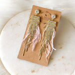 Lavish Feather & Rhinestone Earrings-Earrings-The Songbird Collection