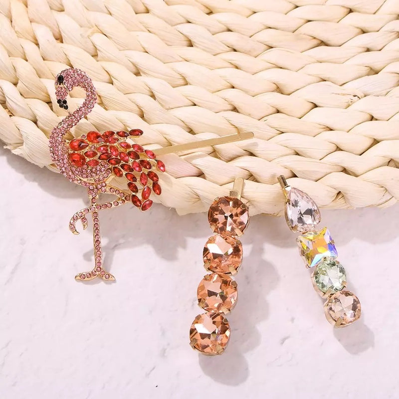 Pink Flamingo Glitz Hair Pin Set - 10 LEFT - The Songbird Collection 