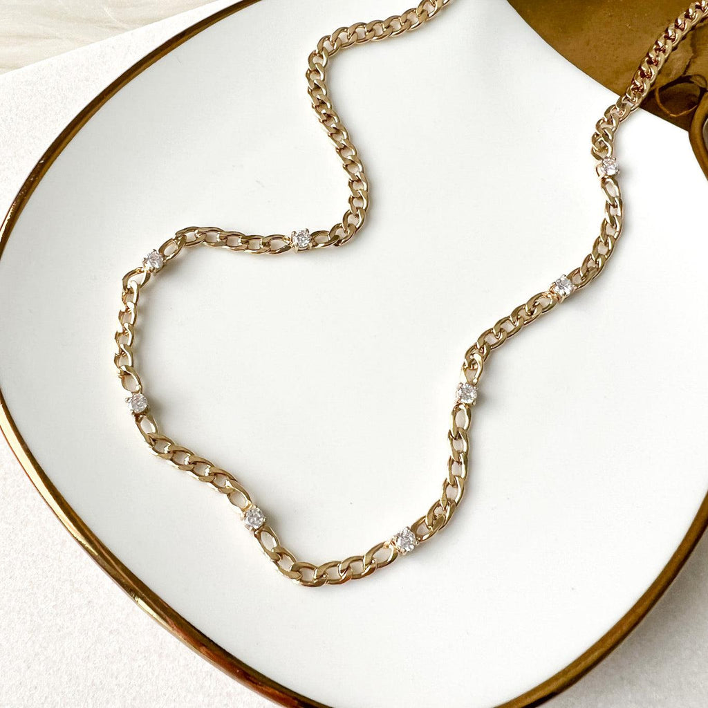 Elle Sparkle Studded Chain Necklace-Necklaces-The Songbird Collection