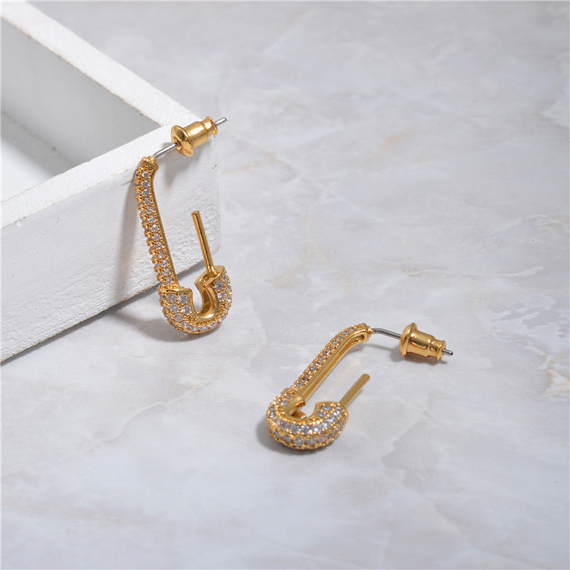 Glitz Safety Pin Earrings - As Seen on Celebrities! - The Songbird Collection 