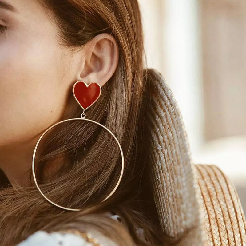 Red Heart Hoop Earrings - 2 Styles! - The Songbird Collection 