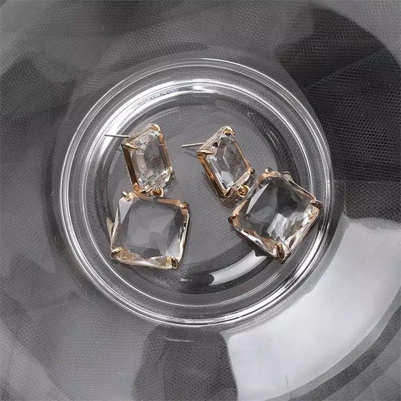 Squared Glass Gem Earrings - Now in SILVER too! - The Songbird Collection 