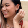 Bebe Bejeweled Chain Link Huggie Earring - 925 Sterling Silver-Earrings-The Songbird Collection