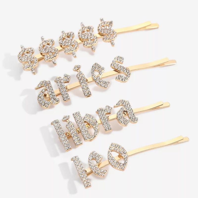 Zodiac Signs + Drippin Glam Savage Hotgirl Rhinestone Hair Pins - The Songbird Collection 