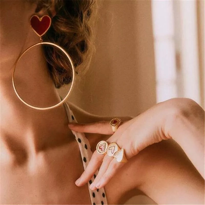 Red Heart Hoop Earrings - 2 Styles! - The Songbird Collection 