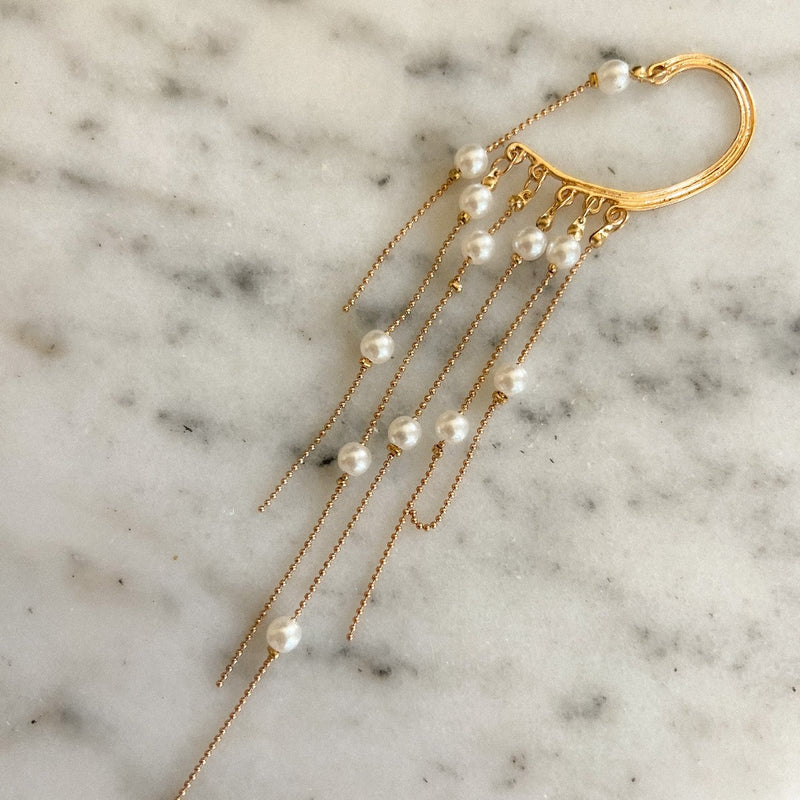 Chandelier Pearls Ear Cuff-Earrings-The Songbird Collection