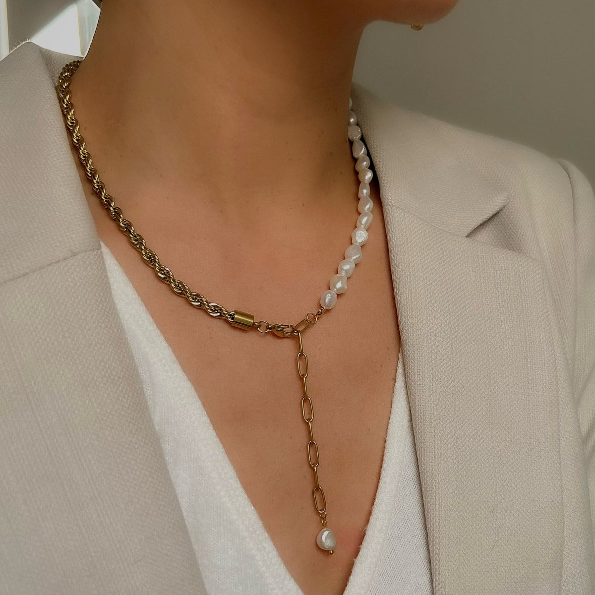 Ashlyn Freshwater Pearl Necklace-Necklaces-The Songbird Collection