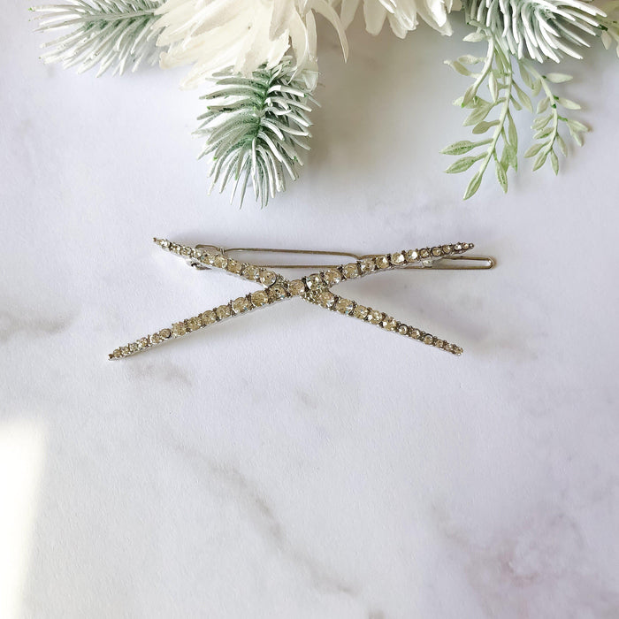 Check or X Rhinestone Hair Clips - Now in Gold and Silver! - The Songbird Collection 