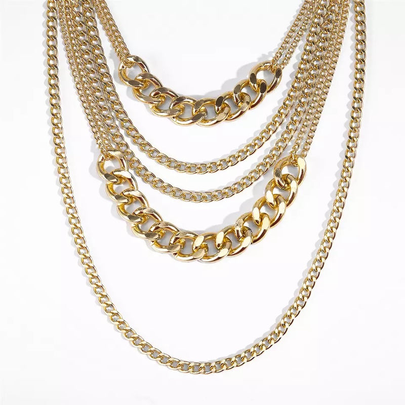 Chévere Layered Chain Necklace-Necklaces-The Songbird Collection