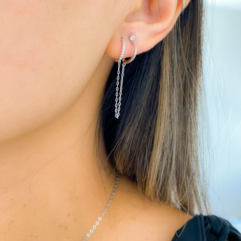 Lipa Chain Link Huggie Earring - 925 Sterling Silver-Earrings-The Songbird Collection