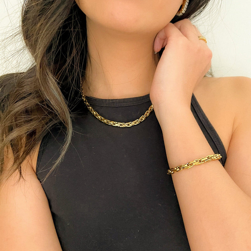 Kassia Block Chain Bracelet-Bracelets-The Songbird Collection