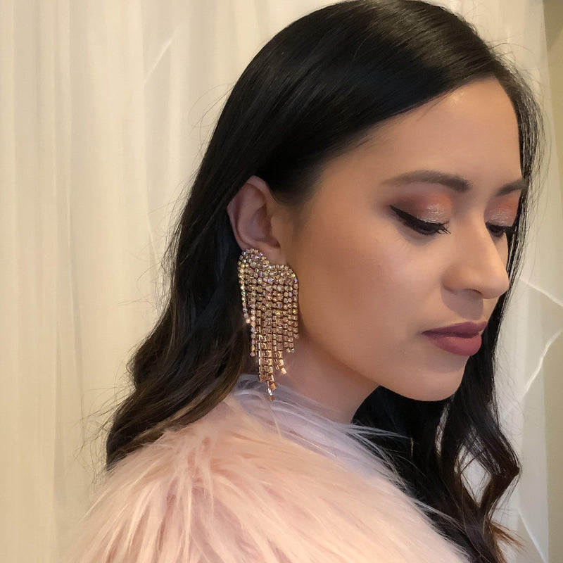 Rhinestone Heart Tassel Earrings - 4 Colors- LOW STOCK! - The Songbird Collection 