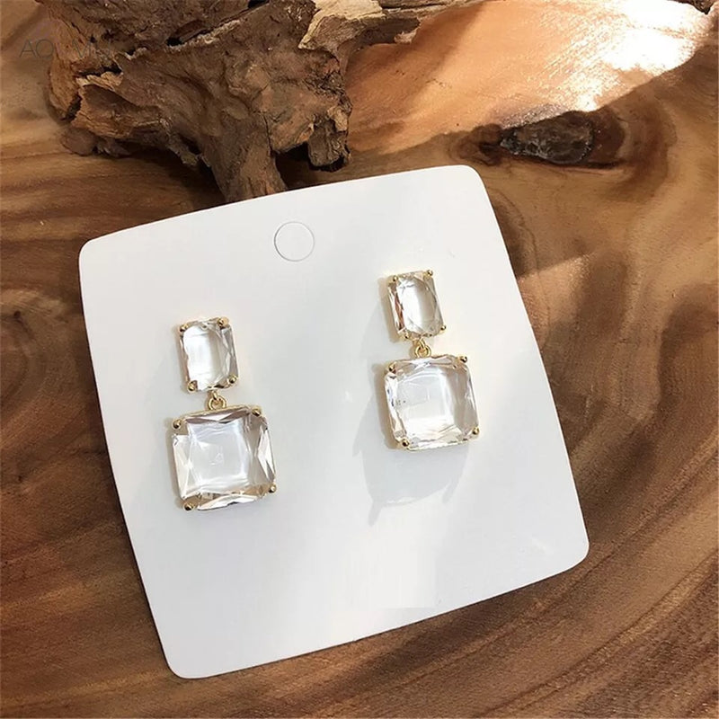 Squared Glass Gem Earrings - Now in SILVER too! - The Songbird Collection 
