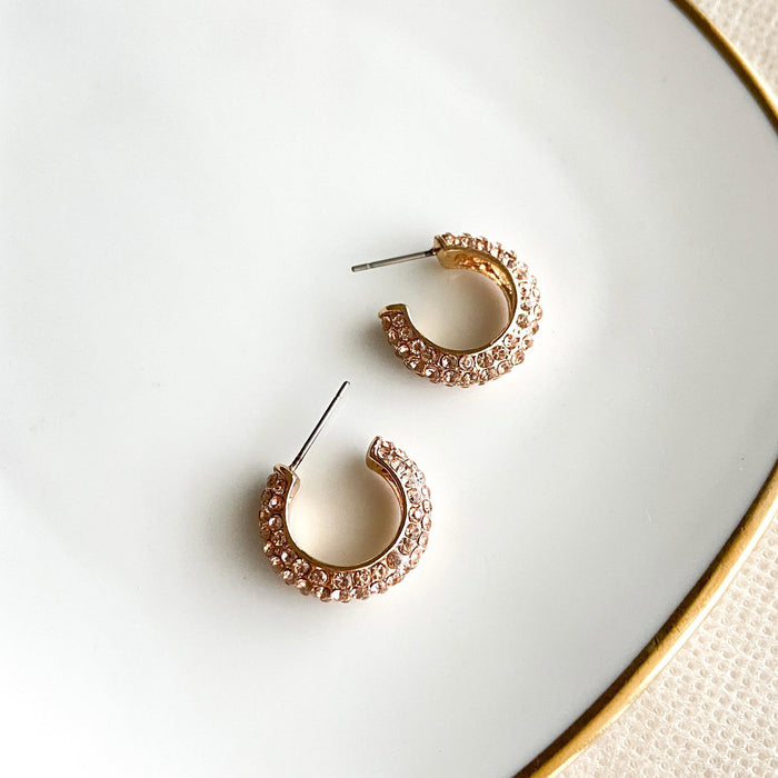 Stella Rhinestone Studded Hoop Earrings-Earrings-The Songbird Collection