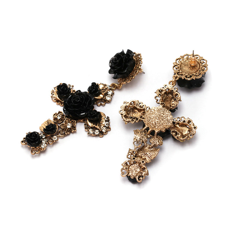 Cruz con Rosas Cross Earrings - LOW STOCK!! - The Songbird Collection 